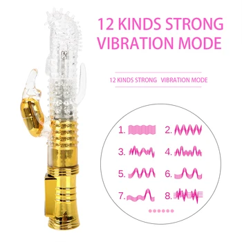 VATINE 12 Frekvenser Rabbit Vibrator G-punktet, Klitoris Stimulator 4 Hastigheder Rotation Kvindelige Onani