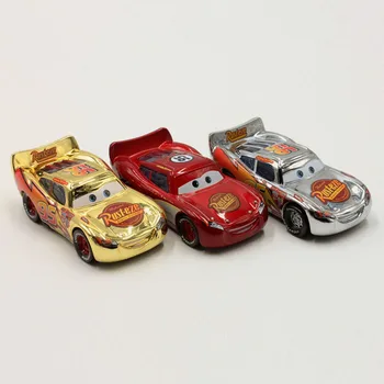 Disney Pixar Biler 3pcs/Masse Guld Plating Silver Lightning Mcqueen 1:55 Skala Trykstøbt Metal Legering Modle Bil Søde Legetøj For Børn