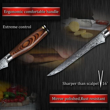 6 Tommer Damaskus Udbening Kniv Japansk VG10 Stål køkkenkniv Chef Knive i Rustfrit Stål Slagter Kniv gaveæske Grandsharp