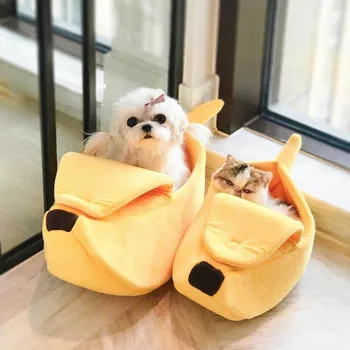 Foldbar Hund Kennel Hund Senge Små Kæledyr Seng Banan Form Bløde Varme Bløde Bløde Åndbart Bed Banan-Kat Bed Pet Hus