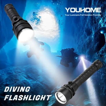 Ultra lyse Dykning Lommelygte CREE XML-L2 LED 18650 batteri undersøiske 100M IP68 højeste vandtæt rating Professionel dykning