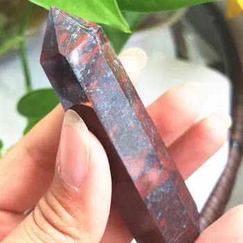 10-12cm Naturlige bloodstone crystal Dobbelt Pil wand oriental jasper kvarts punkt Mineral Prøve healing