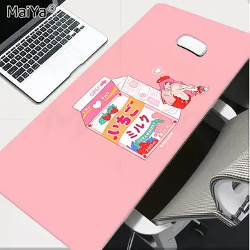 Maiya Enkle Design Kawaii Japansk Jordbær Mælk Låsning Kant musemåtte Spil Gummi PC Gaming musemåtte