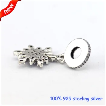 Snowflake Sølv Charms Med Blå CZ Nye 925 Sterling Sølv Perler DIY Smykker Engros 09310