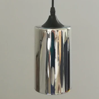 Retro Cylindriske Glas Vedhæng Lys Kreative Galvaniserede 3D Fyrværkeri Chrome E27 Indehaveren Hængende Lampe Til Køkken Restaurant