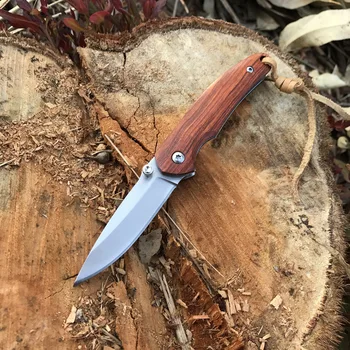 Håndlavet Folde Pocket Kniv Damaskus Røde Træ Håndtag Taktisk Overlevelse EDC Knive Nytte Udendørs Jagt Camping Multi-Værktøjer