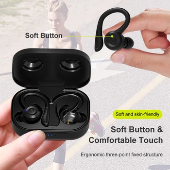 KUULAA Bluetooth Hovedtelefon 5.0 TWS Trådløse Headphons Øretelefoner Sport Earbuds 3D Stereo Gaming Headset Med Mic Opladning Box
