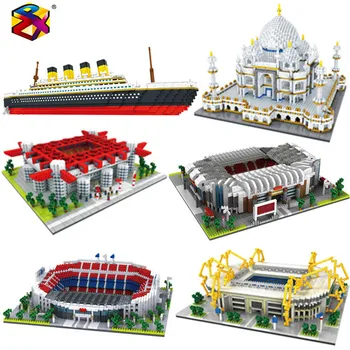 Diamant Camp Nou Old Trafford Fodboldbane Taj Mahal Model Byggesten Udfordring Arkitektur Kids Legetøj Milano Stadion Mursten