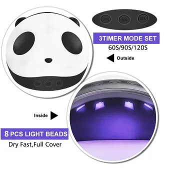 Søde Panda 36W Søm Tørretumbler UV-Led-Lampe Nail Dryer For Alle Typer Gel Polish Hærdning af 60'erne/90'erne/120s Timer LCD Display Søm Tørretumbler Lampe
