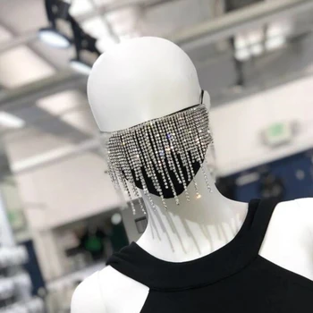 2020 Nye Mode, Sexet Skinnende Rhinestone Maske Kvast Ansigt Munden Smykker Til Kvinder Bryllup Natklub Dekoration Sjove Tilbehør
