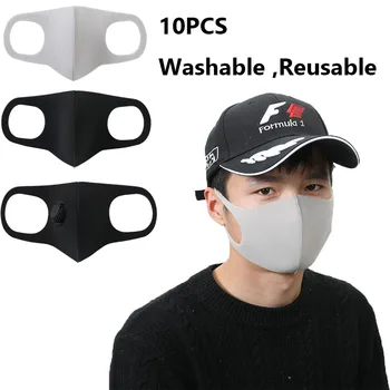10stk Svamp Face-Maske-Sort Munden Maske Genanvendelige Maske Vaskbar Mascarillas ansigtsskærm Masque Facial Mask