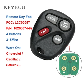Keyecu L2C0005T Keyless Entry Fjernbetjening Bil-tast 4 Knapper 315Mhz for Chevrolet for Pontiac til Saturn for Cadillac GM#: 16263074-99