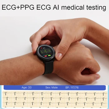 Ekg-Smart Ur Til Kvinder, Mænd Smartwatch Android Ios Ip68 Ure E80 Temp Oxy Blood Pressure Monitor Sport Fitness Smart Ur