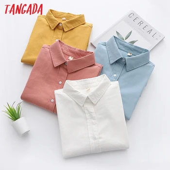 Tangada kvinder overdimensionerede grundlæggende shirts med lange ærmer fast kæreste stil løs solid toppe, bluser BAO25
