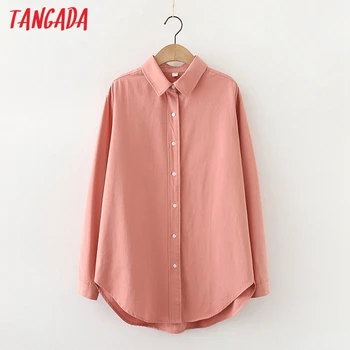 Tangada kvinder overdimensionerede grundlæggende shirts med lange ærmer fast kæreste stil løs solid toppe, bluser BAO25