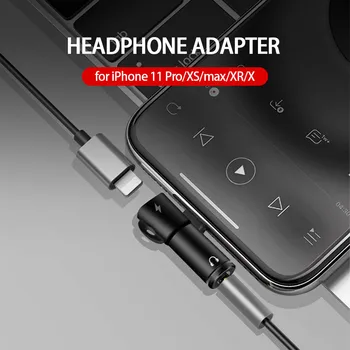 2 i 1 Hovedtelefon Adapter til iPhone Oplader Stik AUX Audio på 3,5 mm Jack Adapter Kompatibel til iPhone 12 11 Pro XS Antal XR 7 8plus