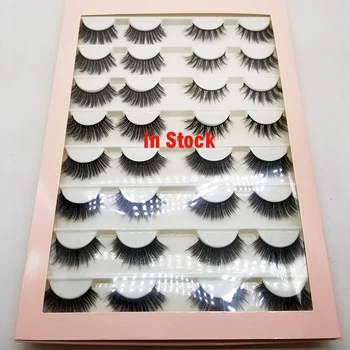16 Par Multipack 3D Mink Hair Falske Øjenvipper Naturligt Tjavsede Bløde, Lange Vipper Naturlige Eye Makeup Værktøjer Faux Vipper