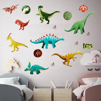 Kreative Nat Lys Dinosaur Wall Stickers Til Børneværelset Tegnefilm Dino Jungle Safari Væg Udsmykning Til Dreng Soveværelse Brøl Klistermærker