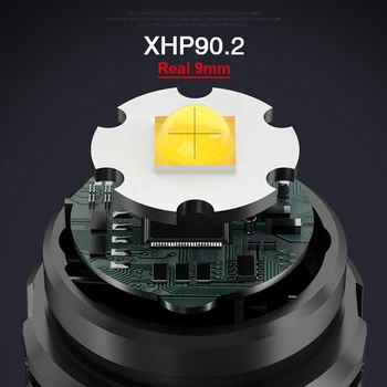 SUPER LYSE XHP90.2 MEST KRAFTFULDE LED-LOMMELYGTE TORCH XHP90 XHP70 TAKTISK LOMMELYGTE USB-GENOPLADELIGE 26650 18650 FLASH LYS