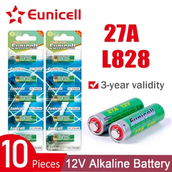 Eunicell 10STK NYE 12V 27A Tør Alkaline Batteri L828 G27A A27 V27GA A27BP for Legetøj, Dørklokken, Fjernbetjening, Bil alarm,Walkman
