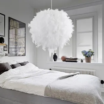 Moderne Pendel Romantisk Bolden Form PVC Fjer Hængende Lampe Lamparas Glans E27 110-240V For Soveværelse, Spisestue, Stue