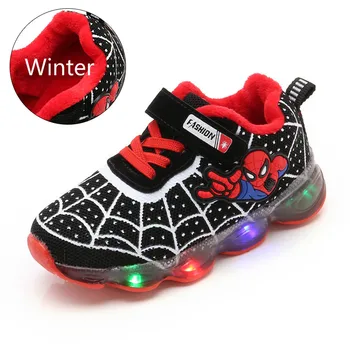 Børn Casual Sko Forår Vinter Spiderman Baby Drenge Led Lys Sko Pige Lysende Glødende Sneakers Med Lys Børn EUR 21-36