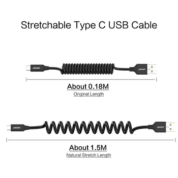 5V 2.4 EN USB-C Wire Type C-Kabel Spring Til Xiaomi Hurtig Opladning Data Type-C Kabel til OnePlus 2 Type C-Kabel til Samsung S8 Bemærk