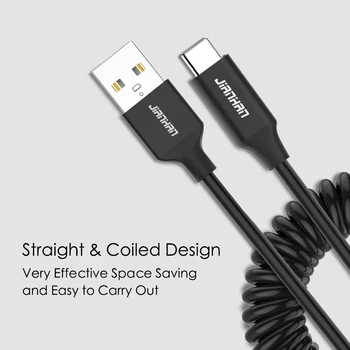 5V 2.4 EN USB-C Wire Type C-Kabel Spring Til Xiaomi Hurtig Opladning Data Type-C Kabel til OnePlus 2 Type C-Kabel til Samsung S8 Bemærk