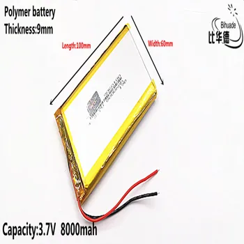 3,7 V 8000mAh 9060100 Lithium Polymer Li-Po-li-ion Genopladeligt Batteri celler Til Mp3-MP4 MP5 GPS PSP mobile bluetooth