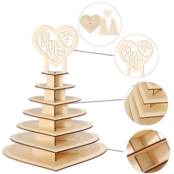 Træ Hjerte-Formet Elsker Chokolade Ramme Bryllup Træ Ornamenter Hr.&Fru Chokolade Stå Vise Slik Cupcake Desserter Indehaver