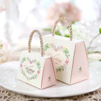 AVEBIEN 50stk Romantisk Kløver slik papir emballage blomst gaveæske Bryllup Favoriserer Slik Boxs Pink Chocolate box cajas de week