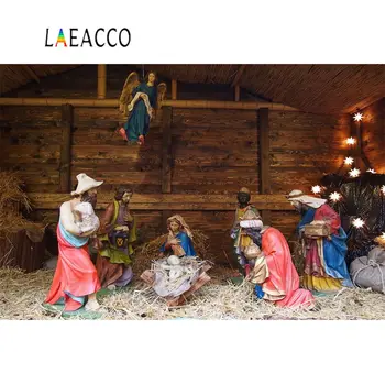 Laeacco Krybbespil Jesus Fødsel Jul Religiøse Barn Får Fotografisk Baggrund Fotografering Baggrunde Til Foto-Studio