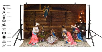 Laeacco Krybbespil Jesus Fødsel Jul Religiøse Barn Får Fotografisk Baggrund Fotografering Baggrunde Til Foto-Studio