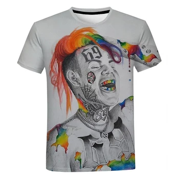 Rapper 6ix9ine 3D-Print T-Shirt Mænd Kvinder Sommer Mode Afslappet Hip Hop T-shirt 6ix9ine Harajuku Streetwear Plus Size T-Shirt