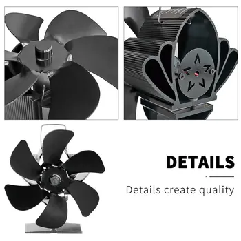 SF105S Aluminium Pejs Varme Power Fan 6 Knive luftcirkulation Husstand, Høj Temperatur Resistens Pejs Fan