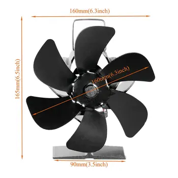 SF105S Aluminium Pejs Varme Power Fan 6 Knive luftcirkulation Husstand, Høj Temperatur Resistens Pejs Fan