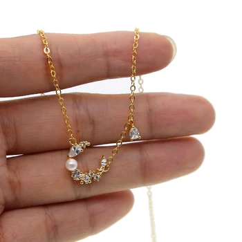 2019 Nye Mode naturlige opal sten månen choker halskæder fine guld farve sten, krystal vedhæng halskæder til kvinder Smykker