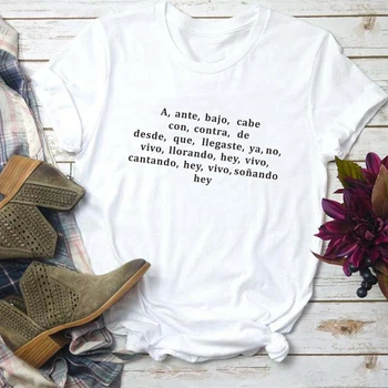 Mode spansk T-shirts Kvinder Casual t-Shirts Sjove Brev Trykt Grafisk t-shirt Dame top Gave mujer camisetas