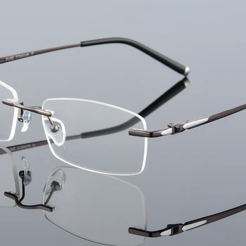 Ren Titanium Briller, Uindfattede Optisk Ramme Recept Forestilling Rammeløse Briller Til Mænd briller Silicium Fod 611