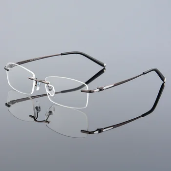 Ren Titanium Briller, Uindfattede Optisk Ramme Recept Forestilling Rammeløse Briller Til Mænd briller Silicium Fod 611