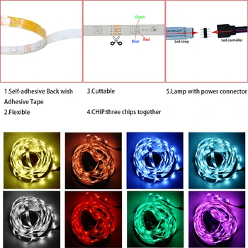 2835 Vandtæt LED Strip light RGB Fleksible Dekoration Strimler Baggrund Rainbow Lampe Bluetooth-Fjernbetjening Til Jul
