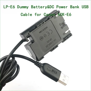 LP-E6 E6N ACK-E6 DR-E6 Dummy Batteri&DC Power Bank USB-Kabel til Canon EOS 6D 7D SV 7D 60D 60Da 70D 80D 90D 6D Mark II