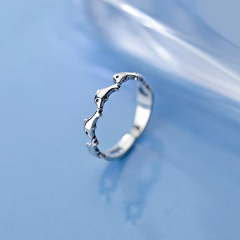 Trustdavis Virkelige 925 Sterling Sølv Delfiner Ring Mode Justerbar Kvinder bryllupsfest Sølv 925 Ring Smykker Gave DA30