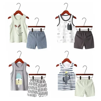 Bomuld Sommer Baby Børn Blød Shorts Suit T-shirt Todder Dreng og Pige Børn Dinosaur Tegnefilm Søde Tøj Billige Ting for 2-7Y