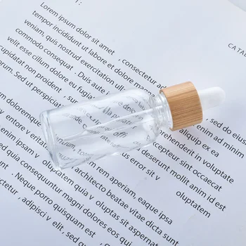 100pcs naturlige bambus cap Klart Glas Pipette Flaske Aromaterapi Flydende serum/væsentlige grundlæggende massage olie-Pipette til Genopfyldning