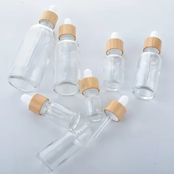 100pcs naturlige bambus cap Klart Glas Pipette Flaske Aromaterapi Flydende serum/væsentlige grundlæggende massage olie-Pipette til Genopfyldning