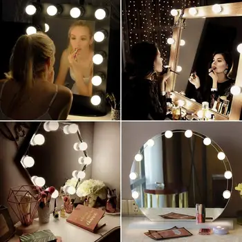 10 Led Forfængelighed Spejl Lys Hollywood Stil, Make Up Lyse Hvid LED lysbånd til Makeup Makeup-Bord Badeværelse Spejl