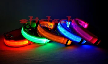 Ved dhl eller ems 200pcs Nylon Band Gennemsigtig Blinkende LED Wrist Strap Armbånd til Udendørs Nat Aktivitet, Sikkerhed Party