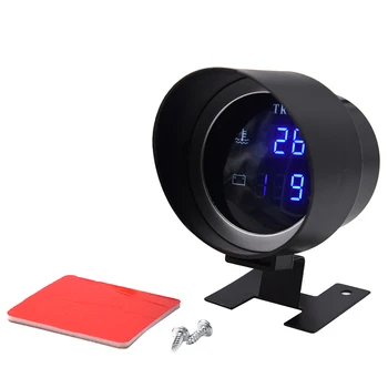 Runde 2 I 1 Bil LCD Digital Voltmeter Vand Temperatur Måler i Meter med Sensor 10mm +Volt Spænding Måle Voltmeter 12V 24V