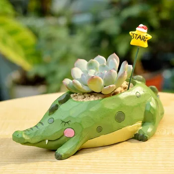 Cartoon Animal Form Succulent Plante Krukker Krokodille, Elefant Hval Tegnefilm Harpiks Urtepotter Bonsai Planter Hjem Kontor Indretning
